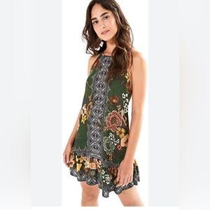Farm Rio Floral Halter Neck Dress - Green
